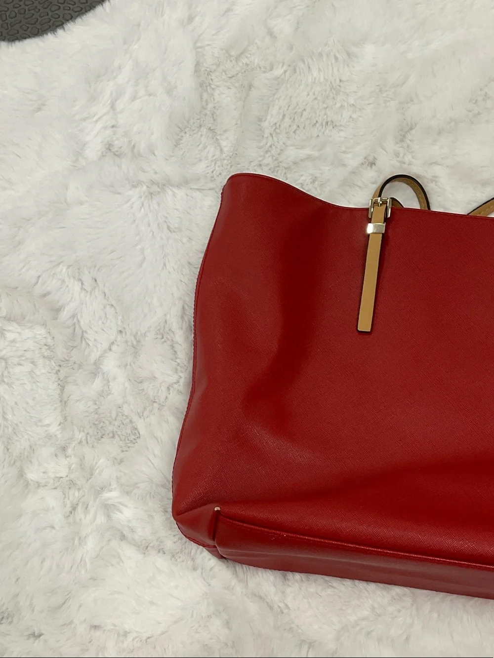 Banana Republic Red/Orange Tote with Tan Straps